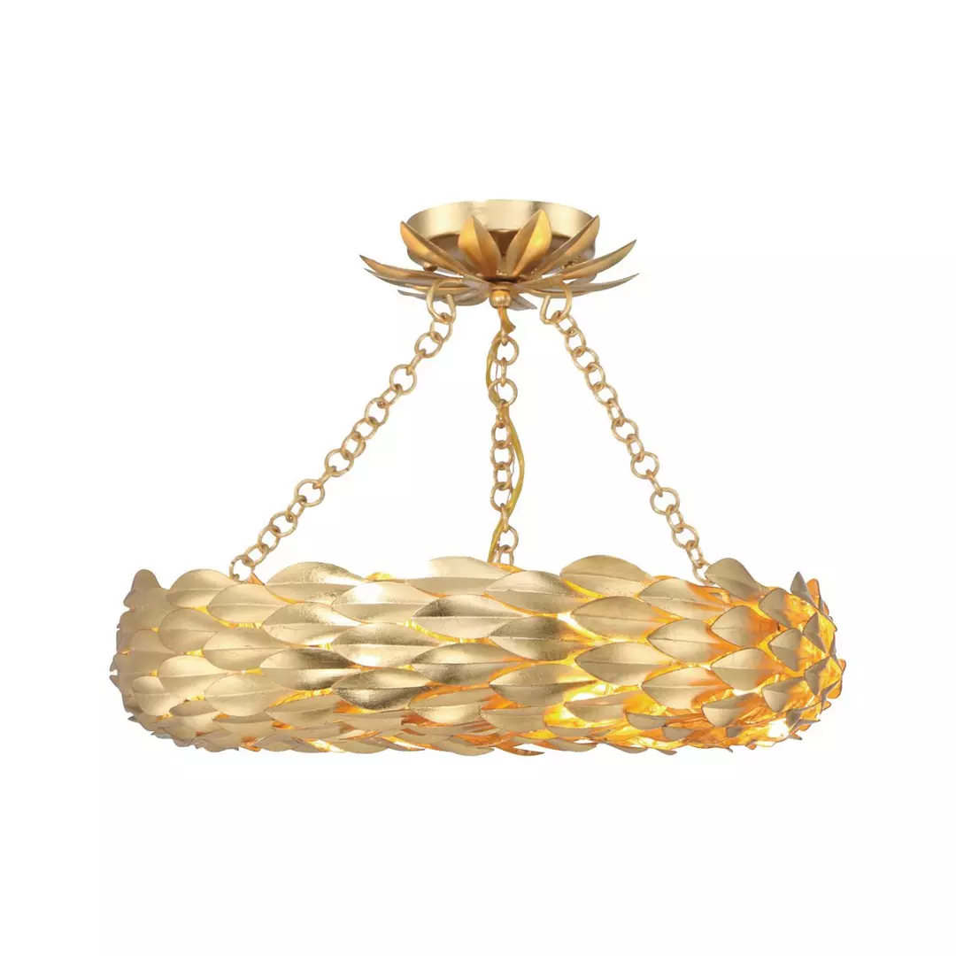 Olive Leaf Convertible Halo Chandelier - 18"